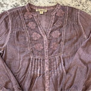 Nine West Vintage America Collection Women’s Button Shirt Dark Plum SZ M